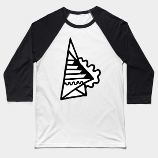 Black and White Abstract Paper Plane Doodle Art Baseball T-Shirt